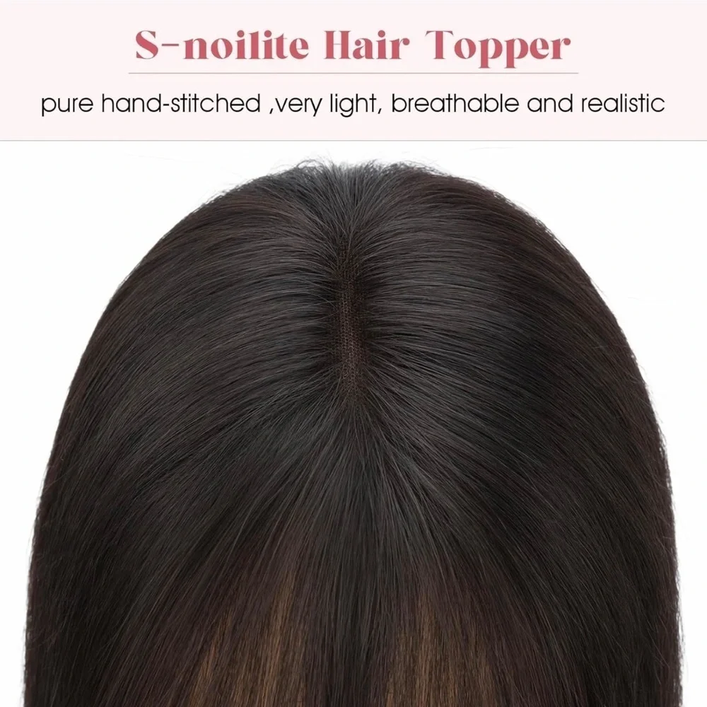 11” Natural Black Human Hair Topper with Bangs It#GA6